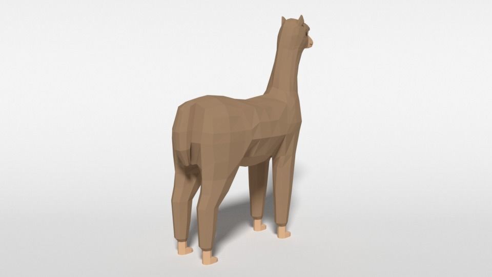 Low Poly Cartoon Alpaca Low-poly 3D model_4