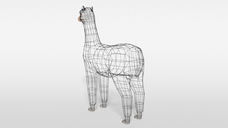 Low Poly Cartoon Alpaca Low-poly 3D model_11