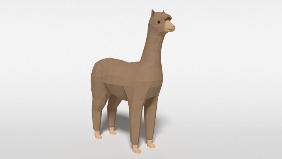 Low Poly Cartoon Alpaca Low-poly 3D model_6