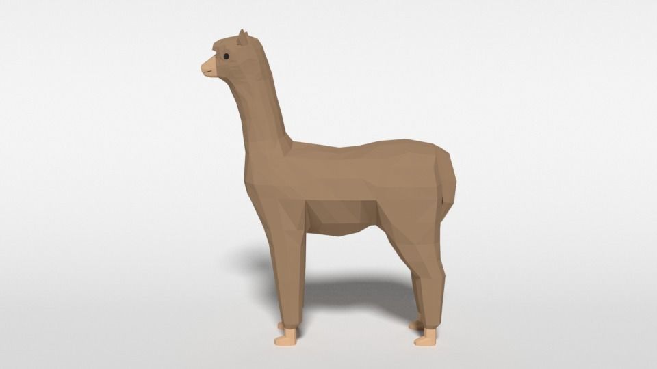 Low Poly Cartoon Alpaca Low-poly 3D model_1