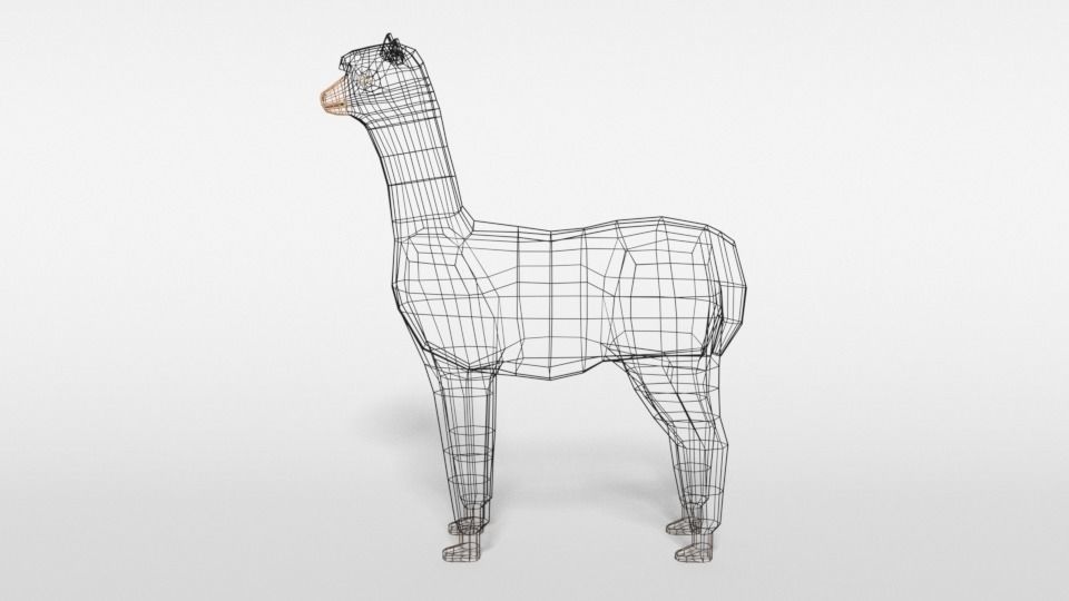 Low Poly Cartoon Alpaca Low-poly 3D model_10