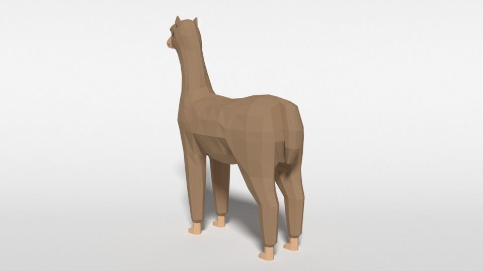 Low Poly Cartoon Alpaca Low-poly 3D model_2