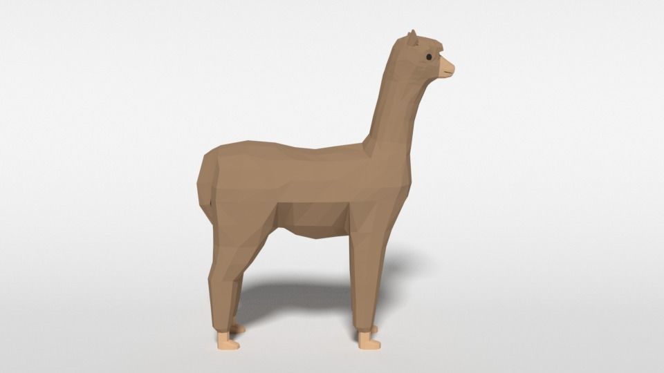 Low Poly Cartoon Alpaca Low-poly 3D model_5