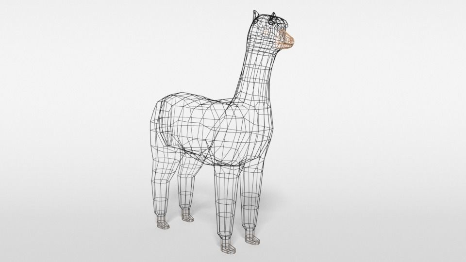 Low Poly Cartoon Alpaca Low-poly 3D model_15