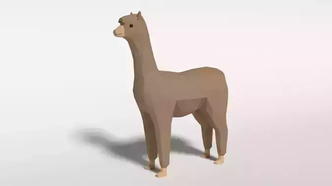 Low Poly Cartoon Alpaca