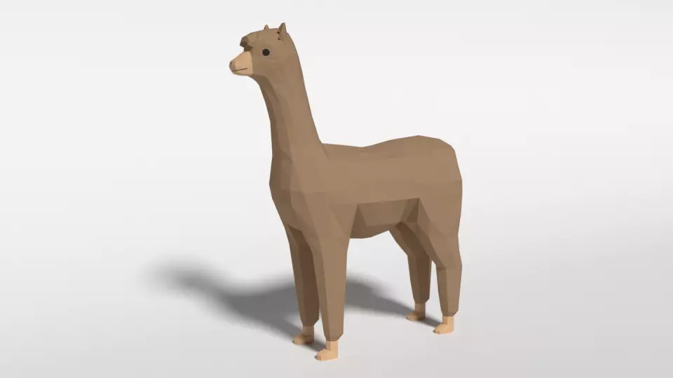 Low Poly Cartoon Alpaca Low-poly 3D model_0