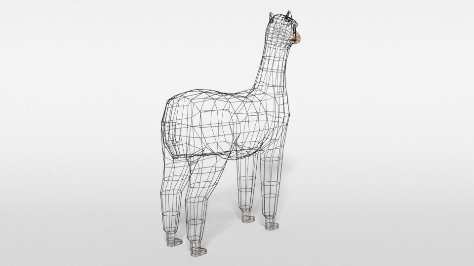 Low Poly Cartoon Alpaca Low-poly 3D model_13