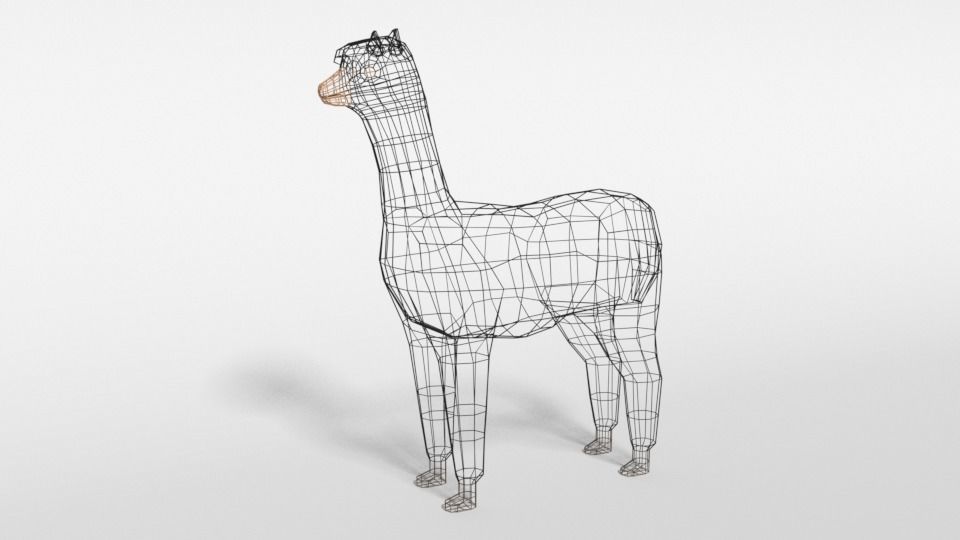 Low Poly Cartoon Alpaca Low-poly 3D model_9