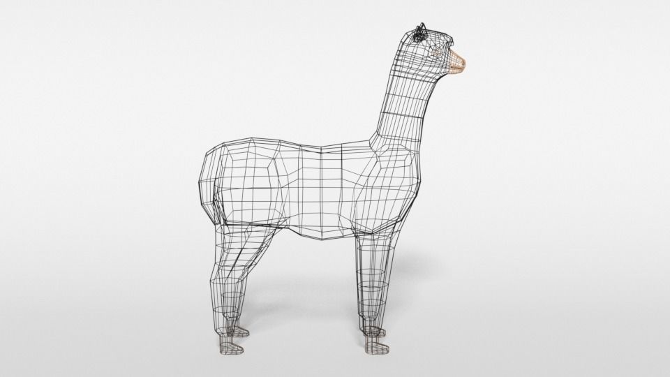 Low Poly Cartoon Alpaca Low-poly 3D model_14