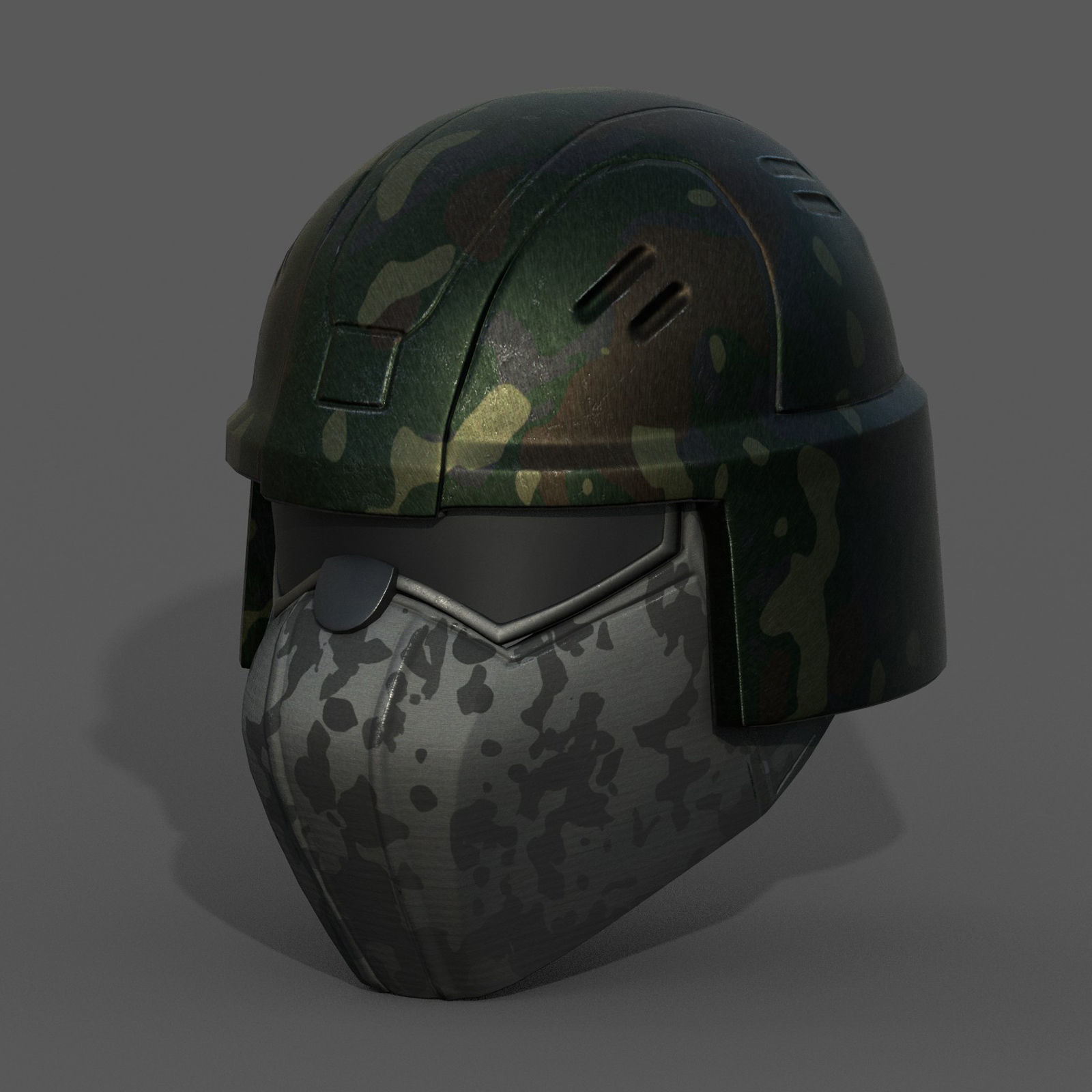 Helmet scifi military combat 3d futuristic technology space  Low-poly 3D model_1