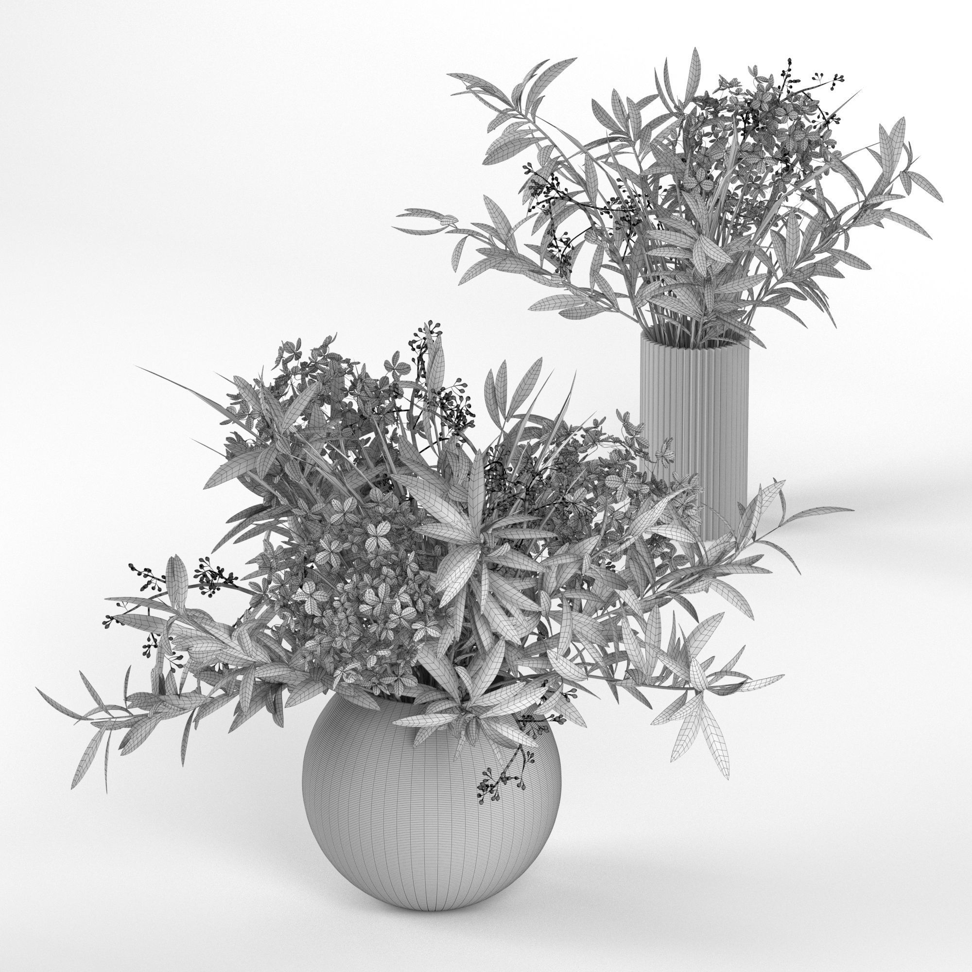 Bouquet of hydrangea olive branch and eucalyptus 3D model_5