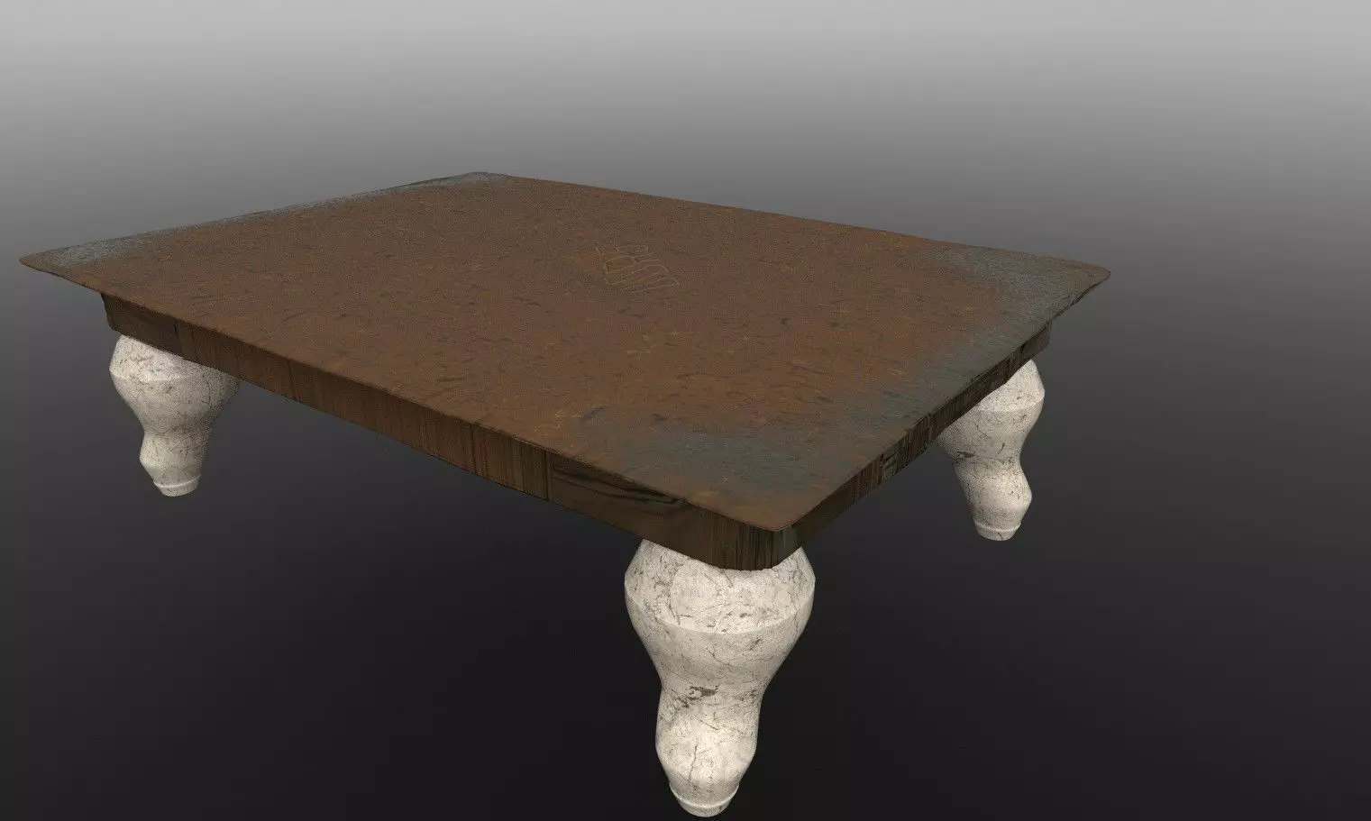 Old Wooden Table with Polished Legs Low-poly 3D model