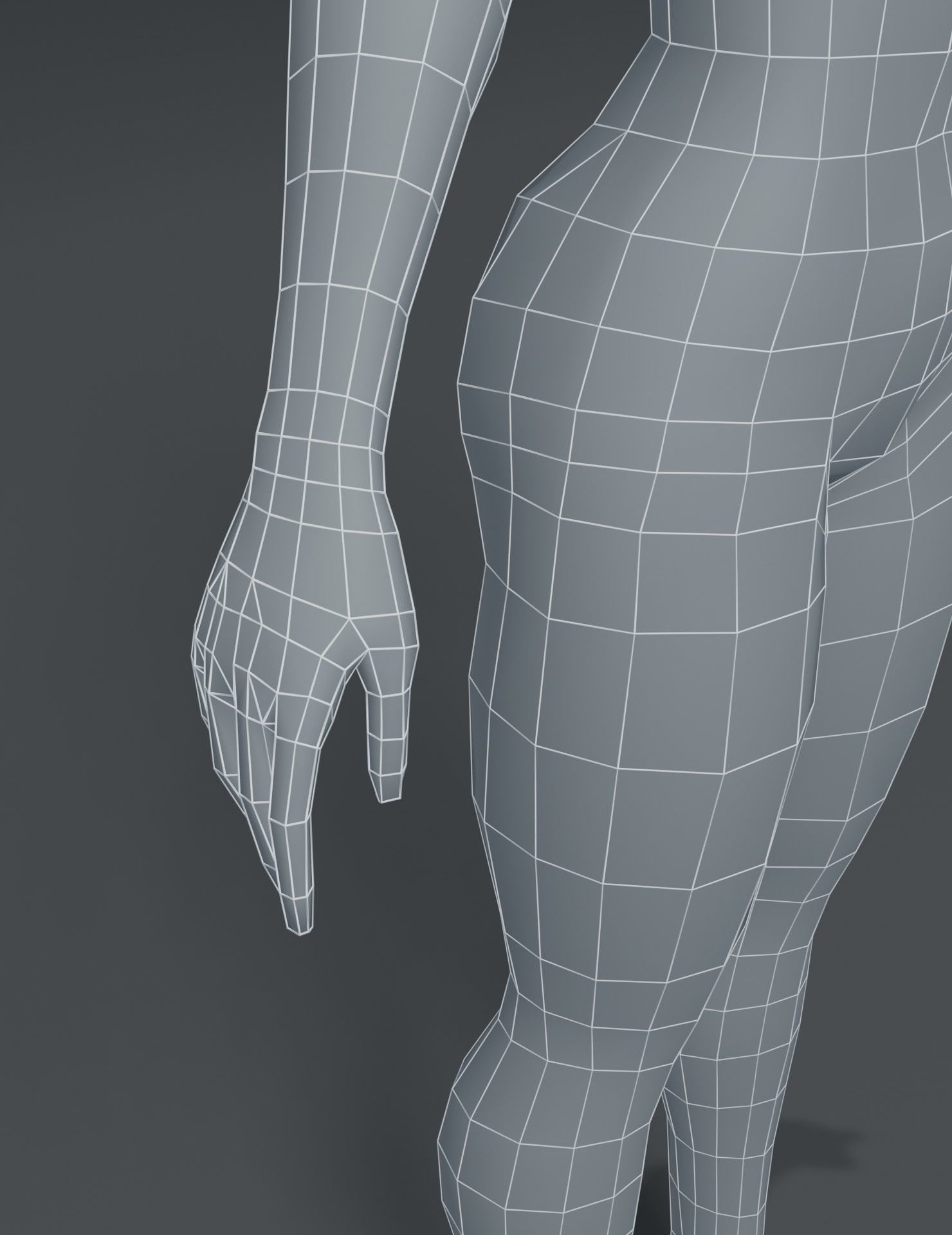 Superhero Female Body Base Mesh 3D Model Low-poly 3D model_8