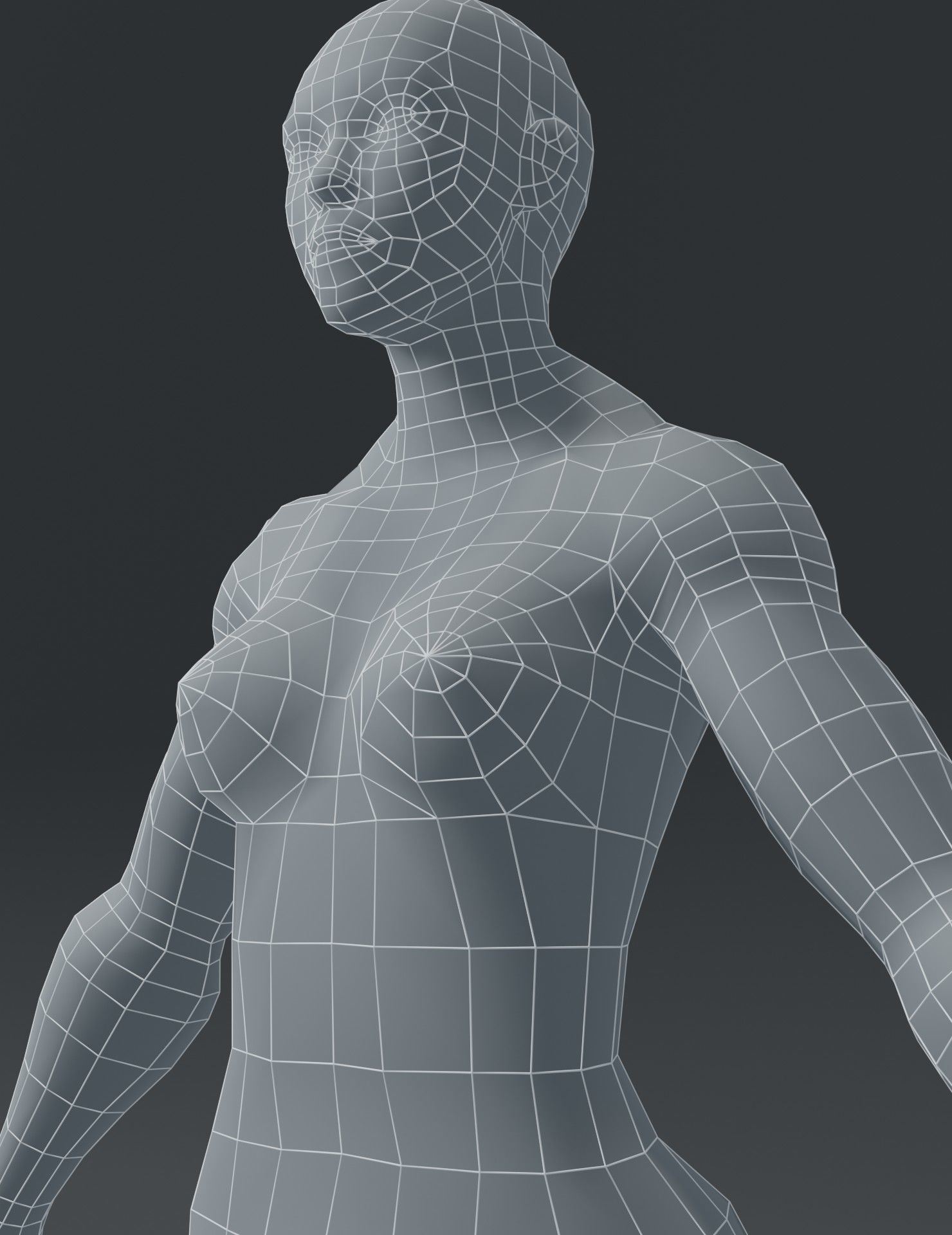 Superhero Female Body Base Mesh 3D Model Low-poly 3D model_19