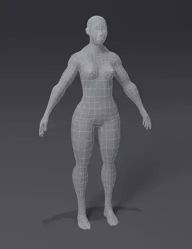 Superhero Female Body Base Mesh 3D Model Low-poly 3D model