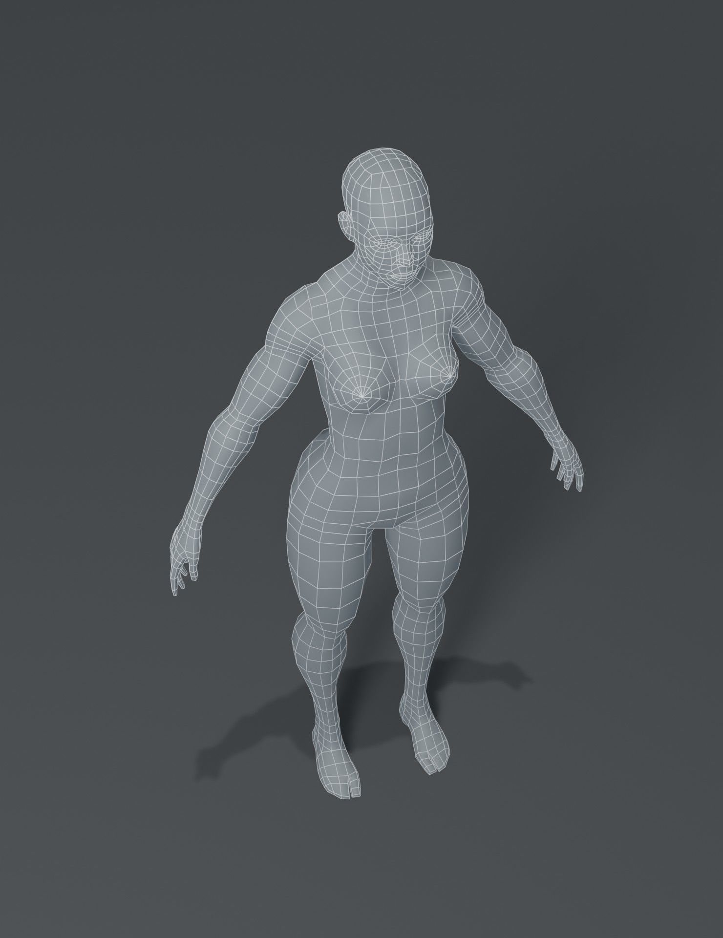 Superhero Female Body Base Mesh 3D Model Low-poly 3D model_12