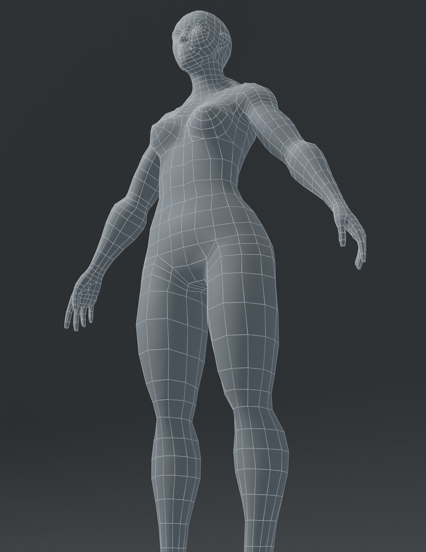 Superhero Female Body Base Mesh 3D Model Low-poly 3D model_20