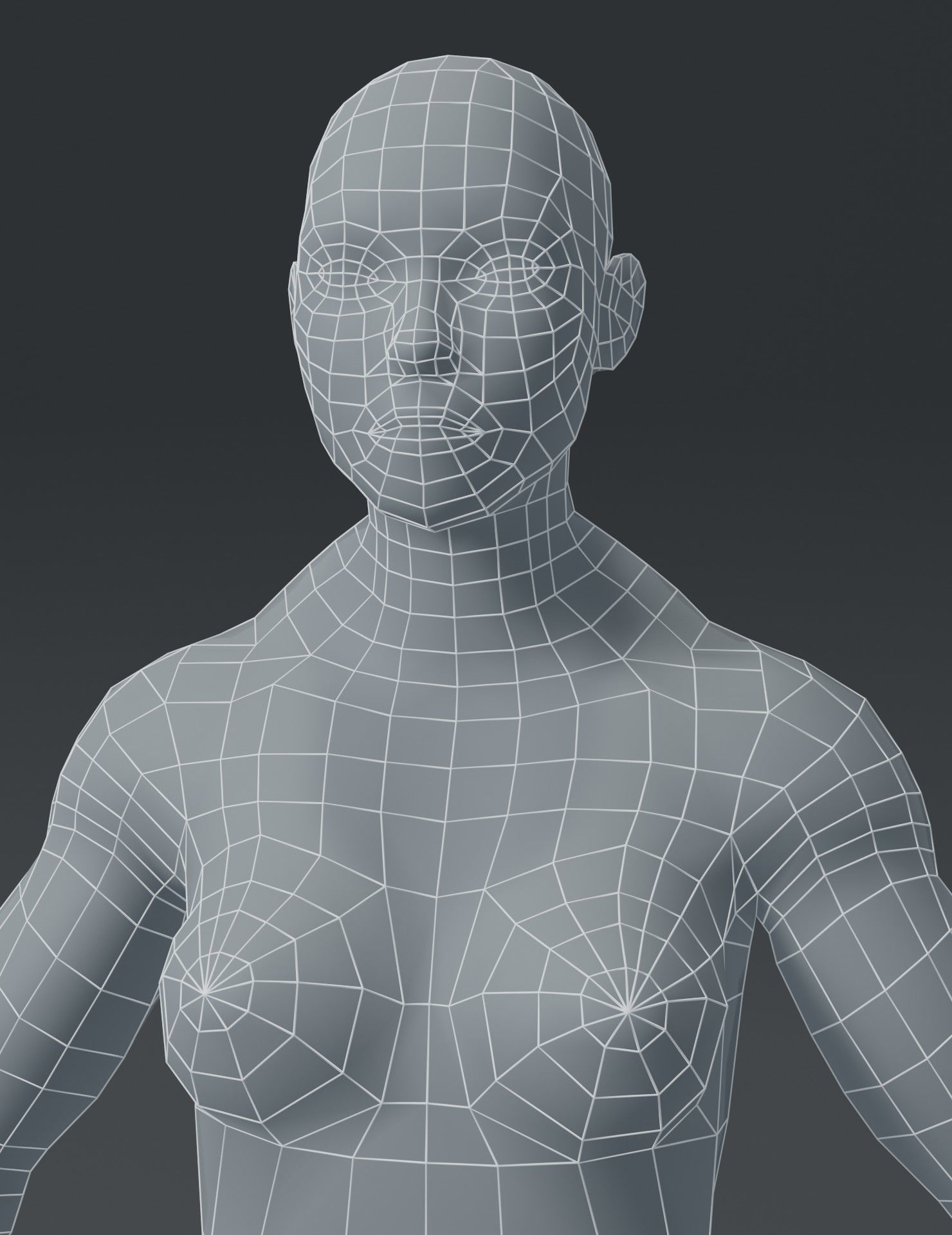 Superhero Female Body Base Mesh 3D Model Low-poly 3D model_3