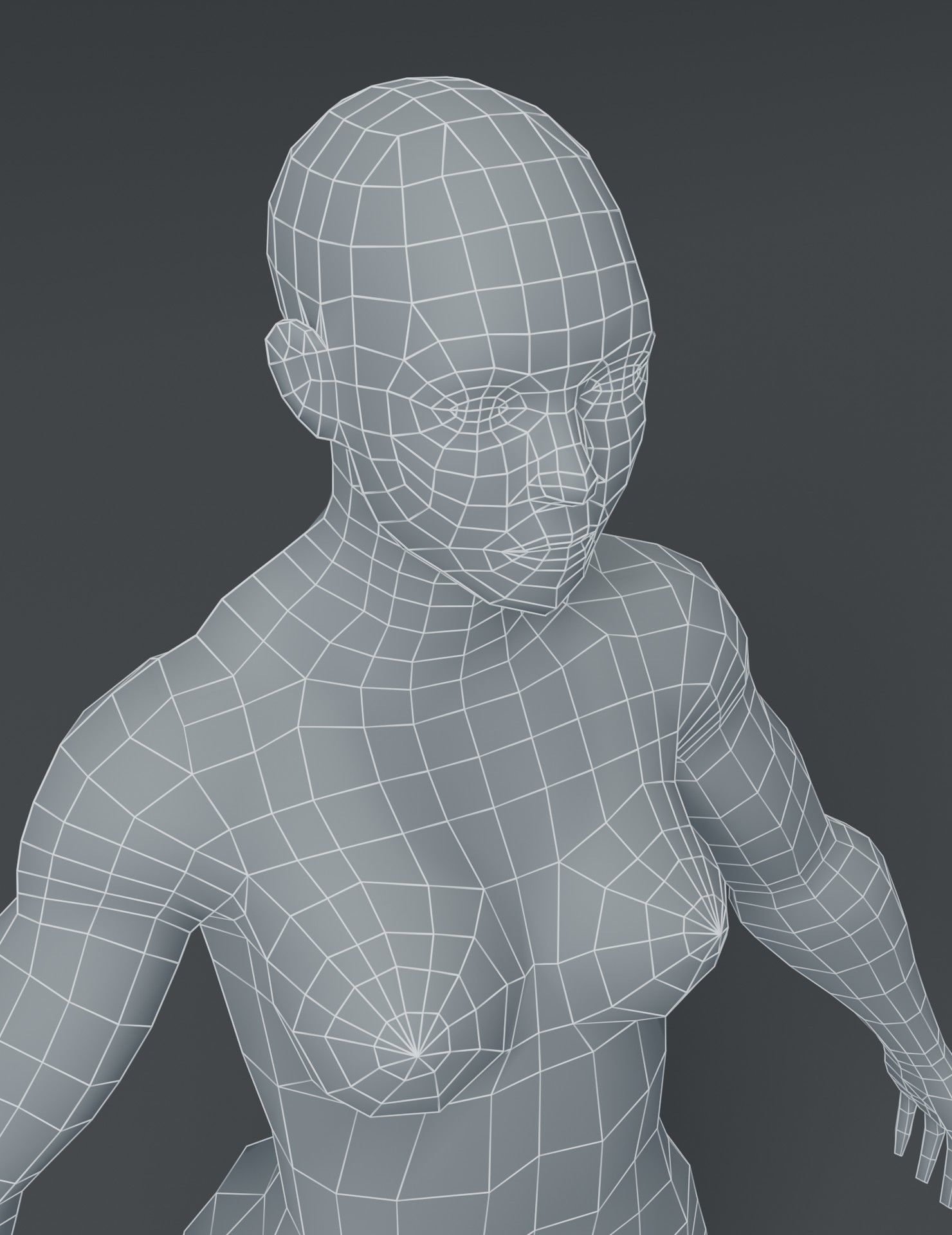 Superhero Female Body Base Mesh 3D Model Low-poly 3D model_18