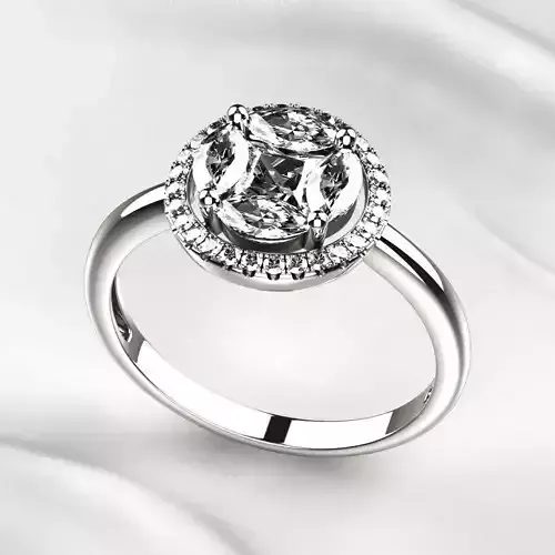 Marquises and Princess Diamonds Gold Ring