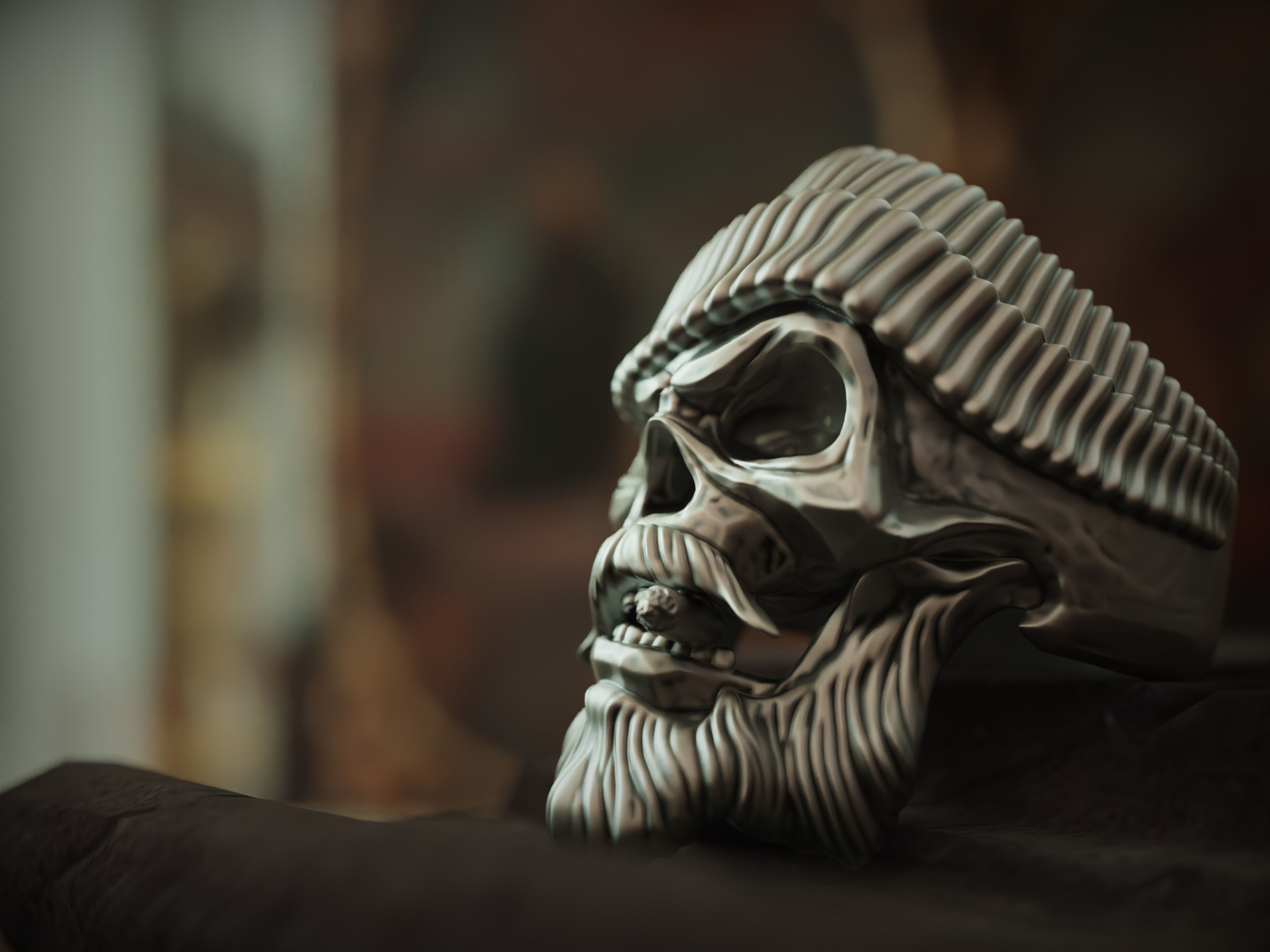  Jewelry Ring Skull With sigar 3D print model_3