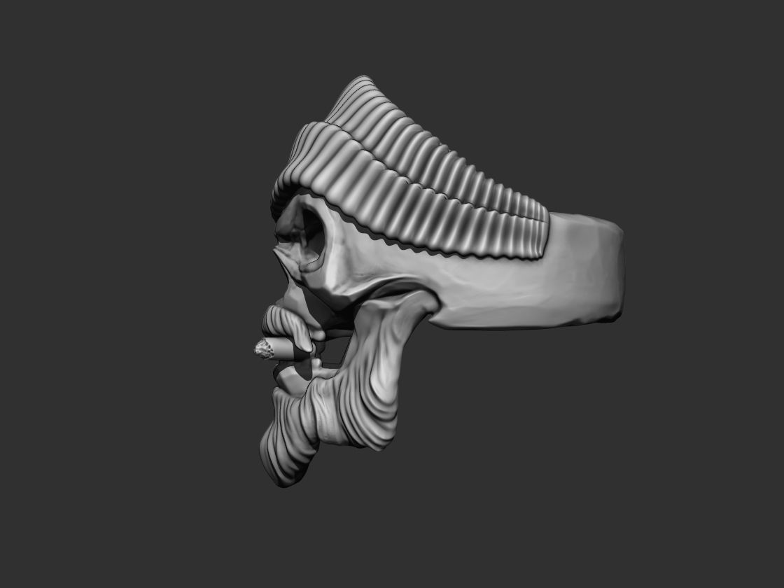  Jewelry Ring Skull With sigar 3D print model_6