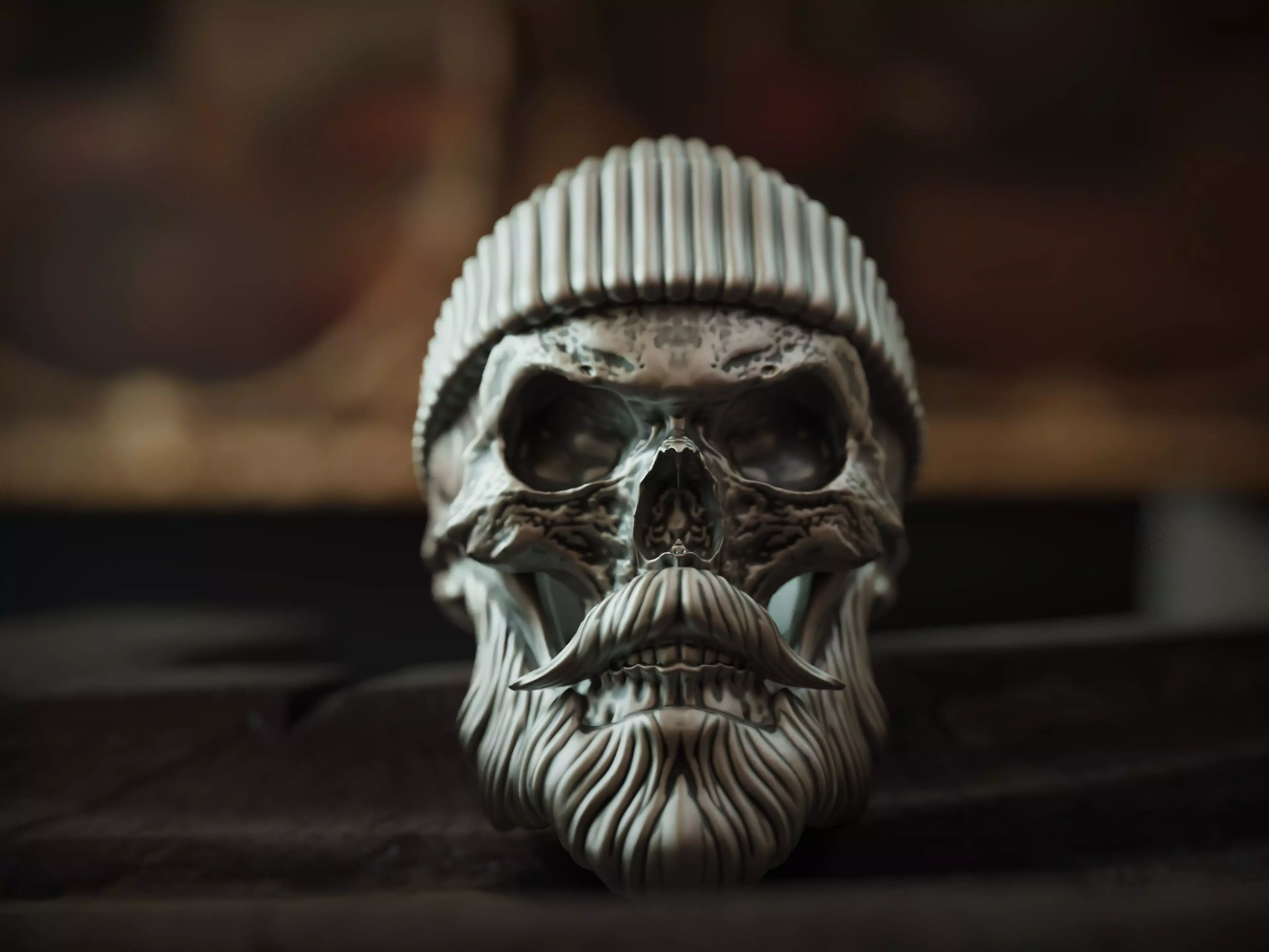 Realistic Ring Skull With hat 3D print model