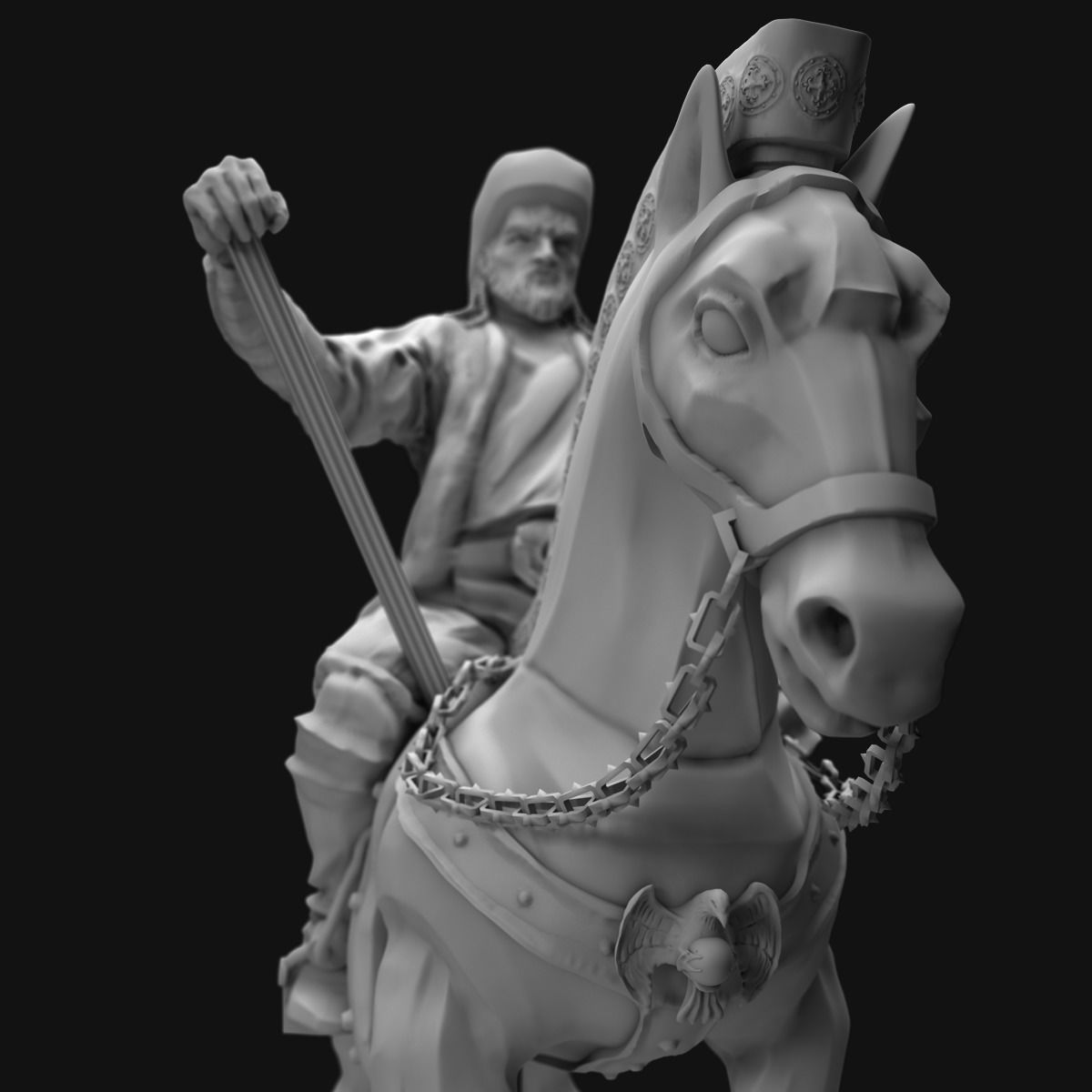 Genghis Khan Equestrian Statue 3D model_3