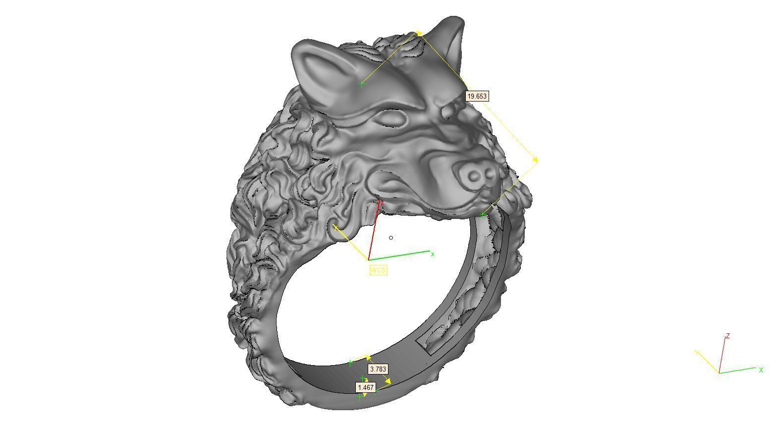 Wolf-ring wolf head sterling silver ring 3D print model_6