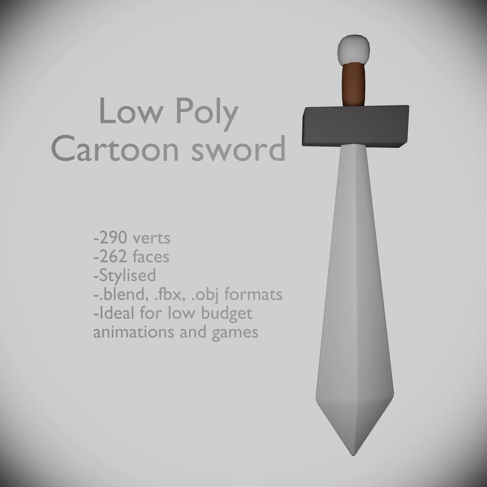Low Poly Stylised Sword Low-poly 3D model_0