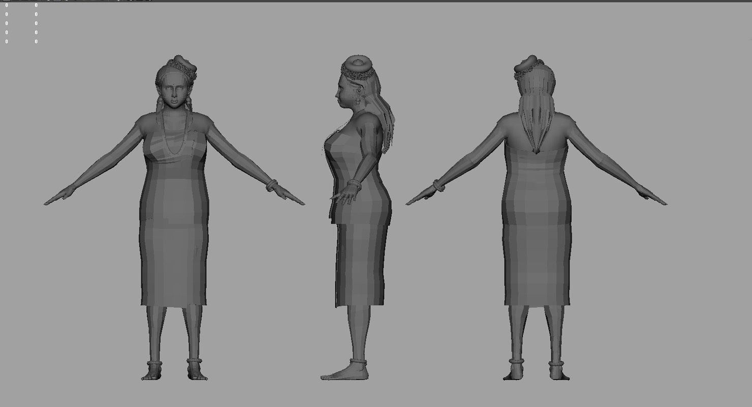 india kerala girl 3d model 3D model_1