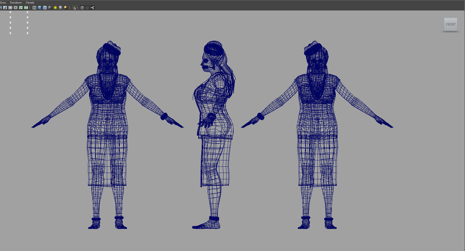 india kerala girl 3d model 3D model_3