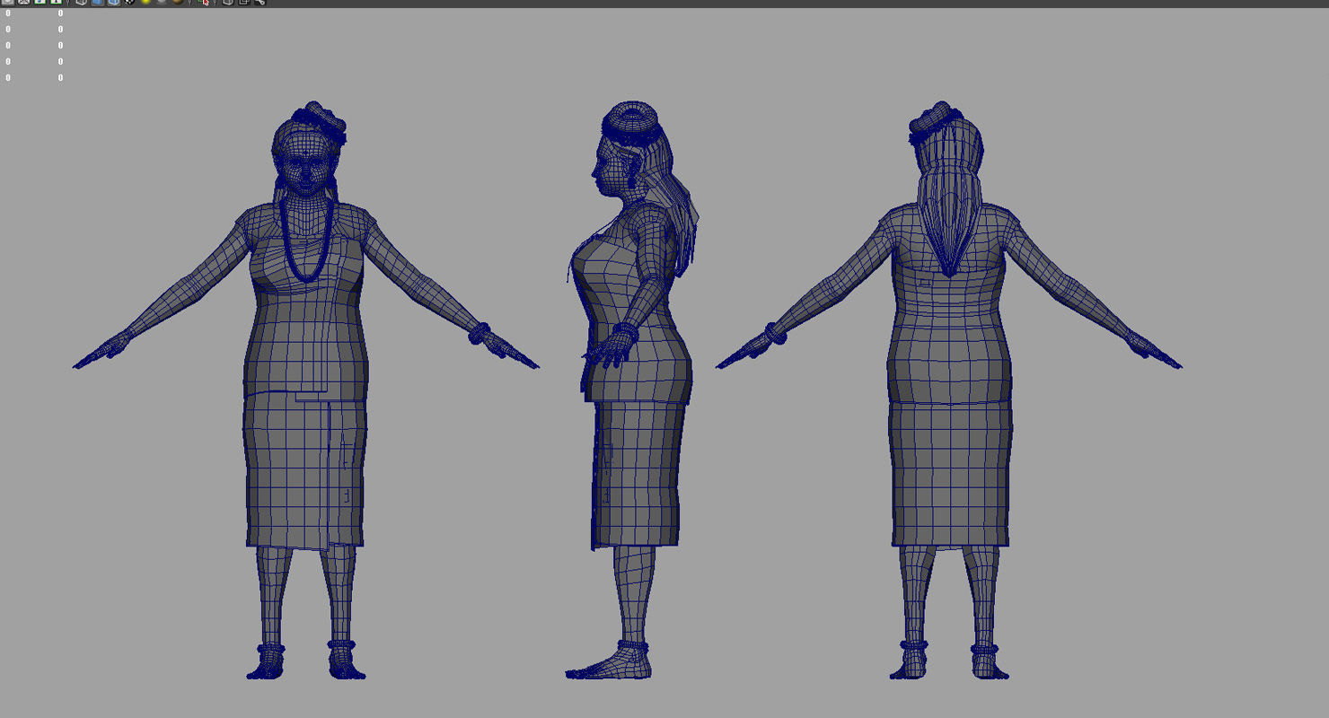 india kerala girl 3d model 3D model_2