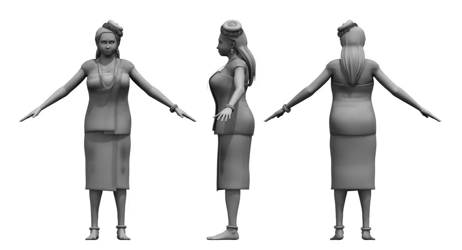 india kerala girl 3d model 3D model_0