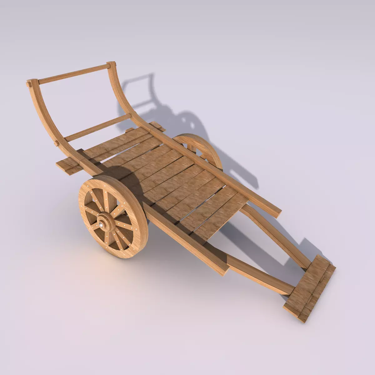 Low Poly Wooden Wagon Cart Chariot 3D model