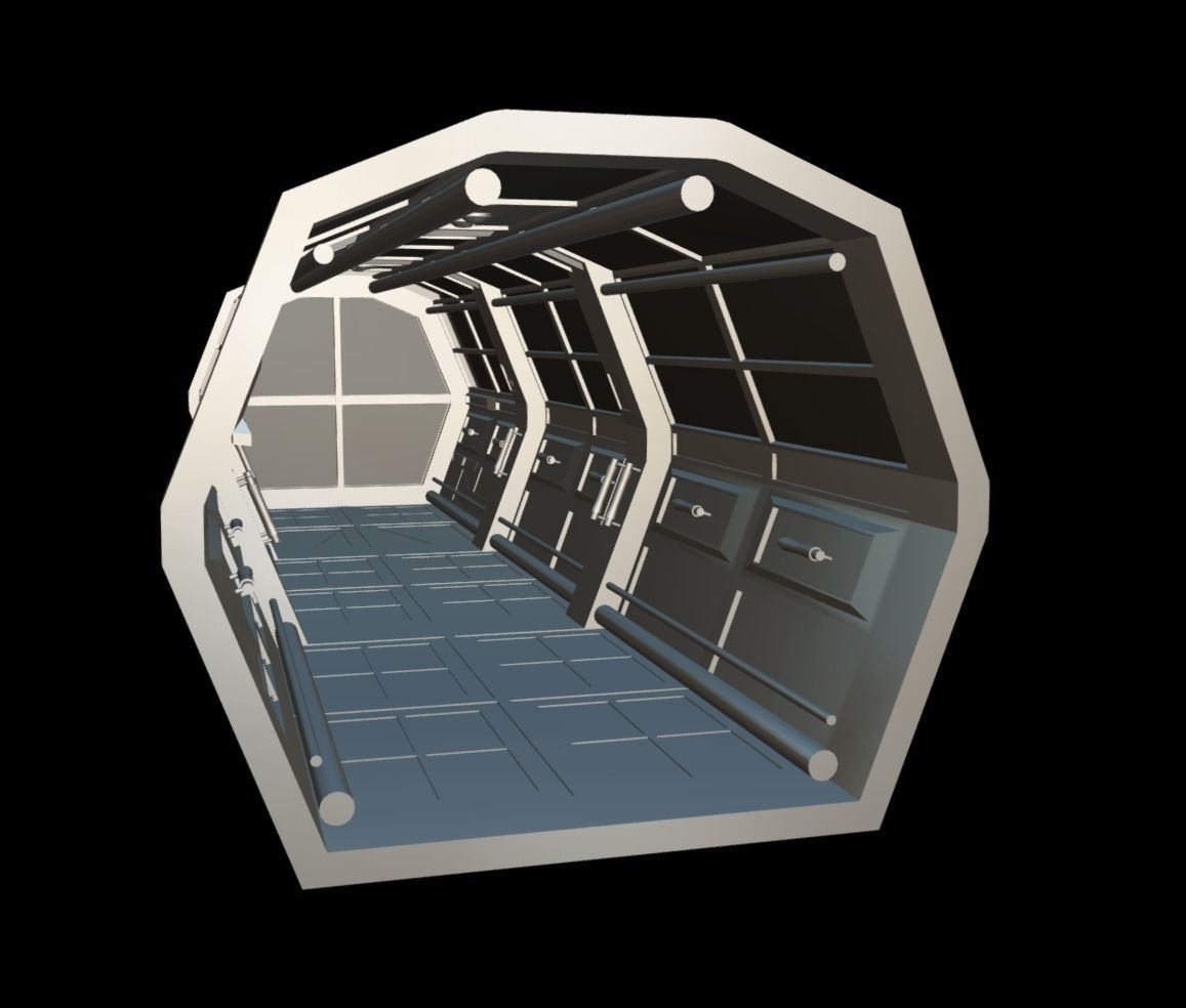Spaceship - Corridor Low-poly 3D model_6