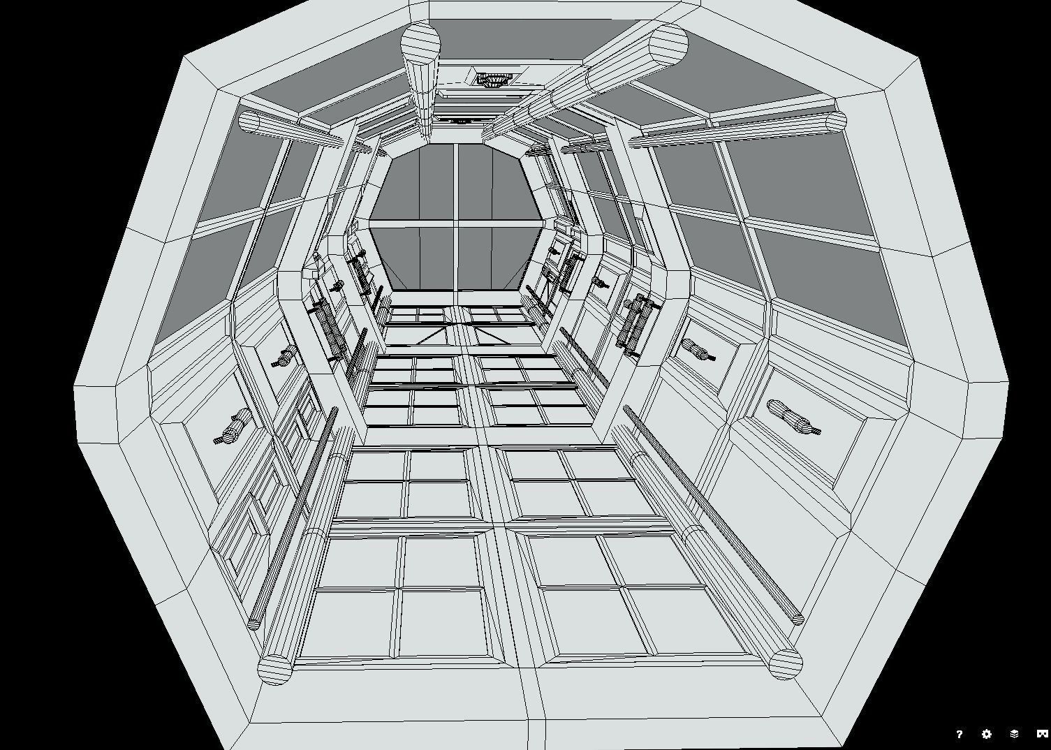 Spaceship - Corridor Low-poly 3D model_5
