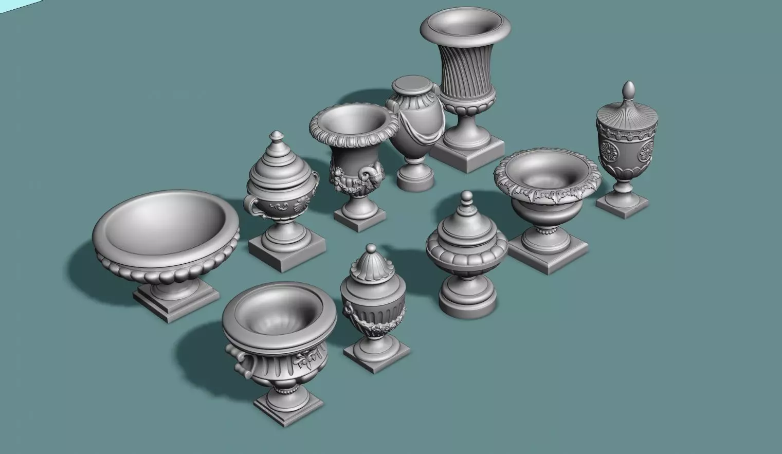 10 Classical Vases and Urns 3D model_0