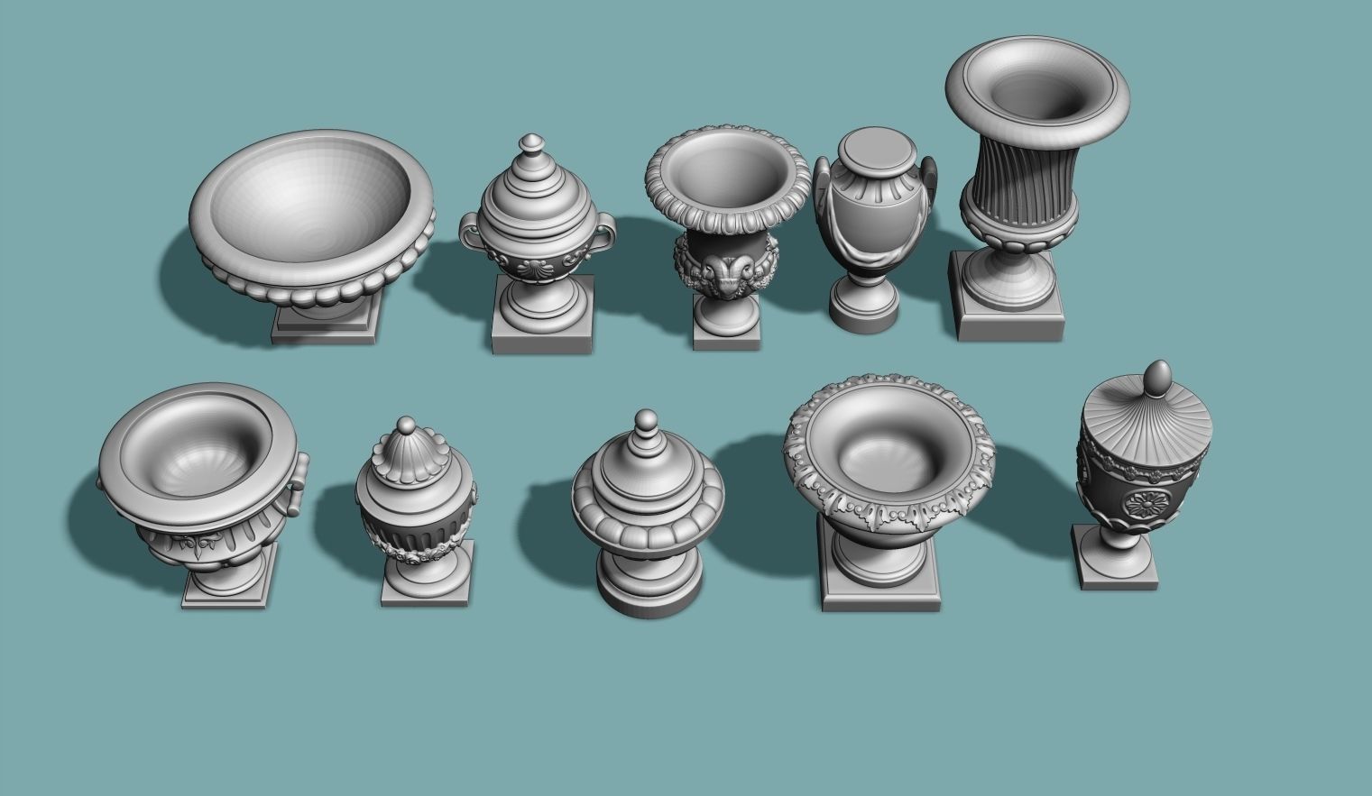 10 Classical Vases and Urns 3D model_1