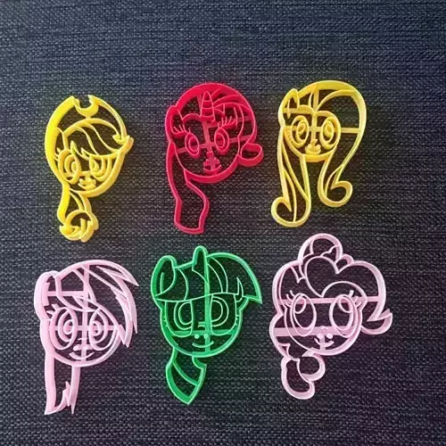 Little Pony x 6 faces Cookie Cutter 3D print model