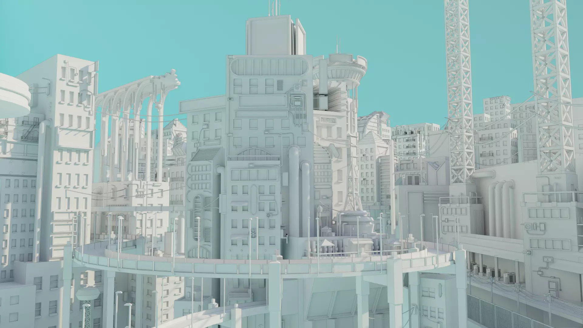 Cyberpunk City Low-poly 3D model_0