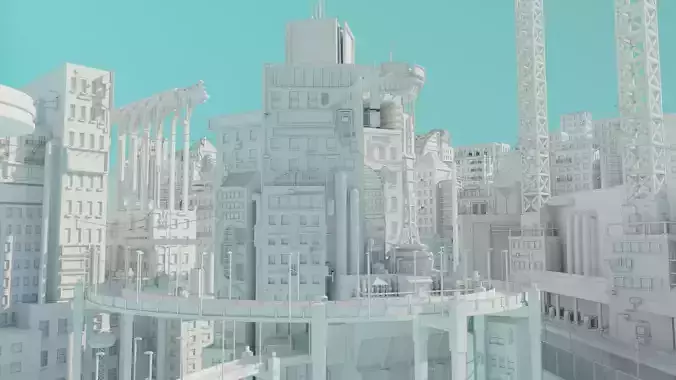 Cyberpunk City Low-poly 3D model