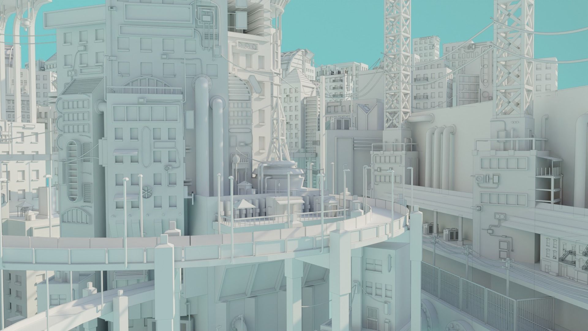 Cyberpunk City Low-poly 3D model_2