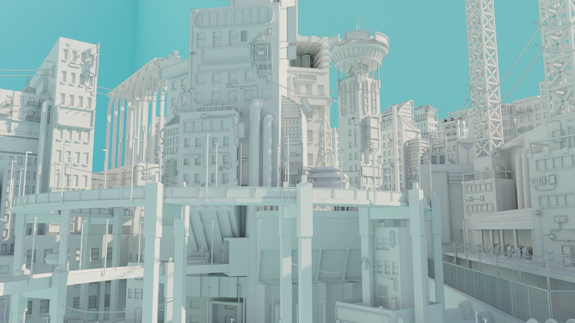 Cyberpunk City Low-poly 3D model_1