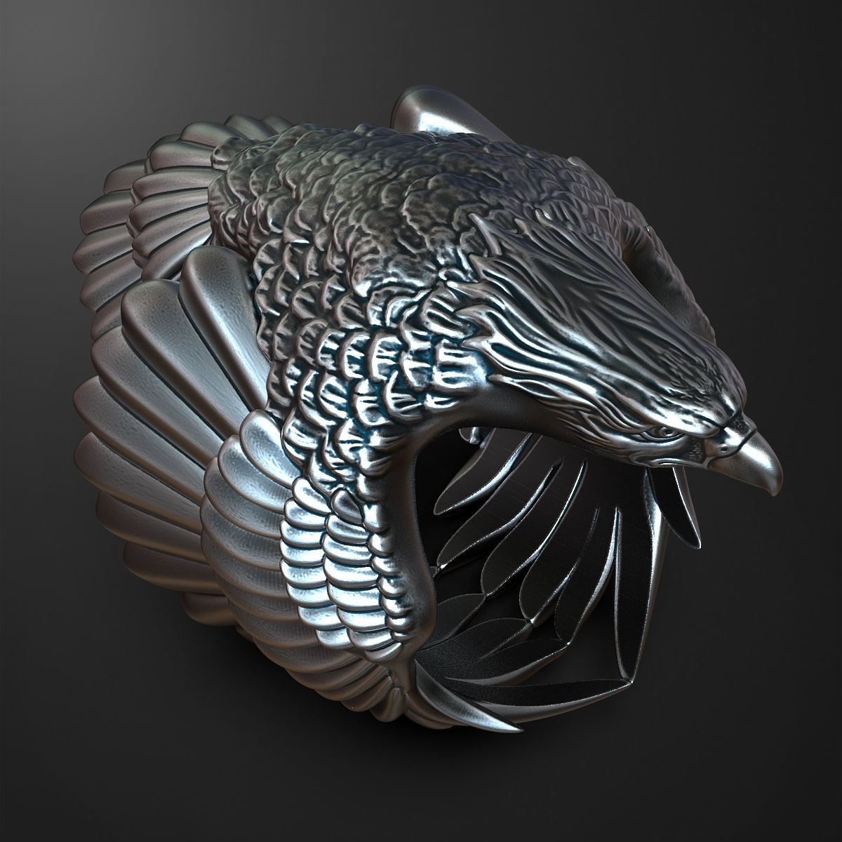 Eagle Ring 3D print model_5