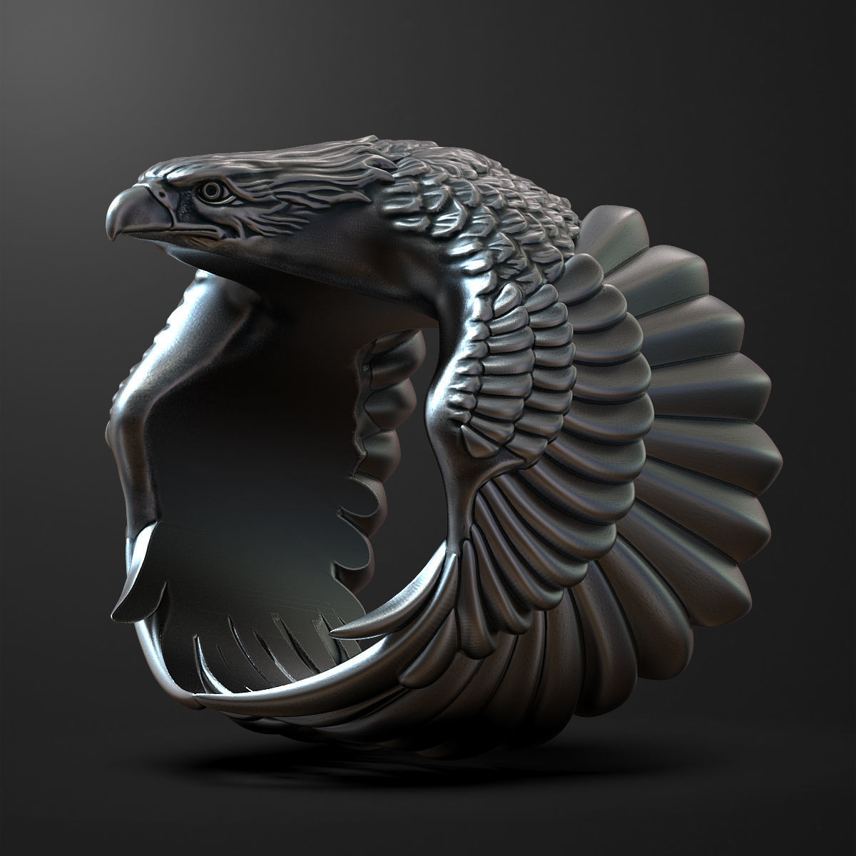 Eagle Ring 3D print model_3