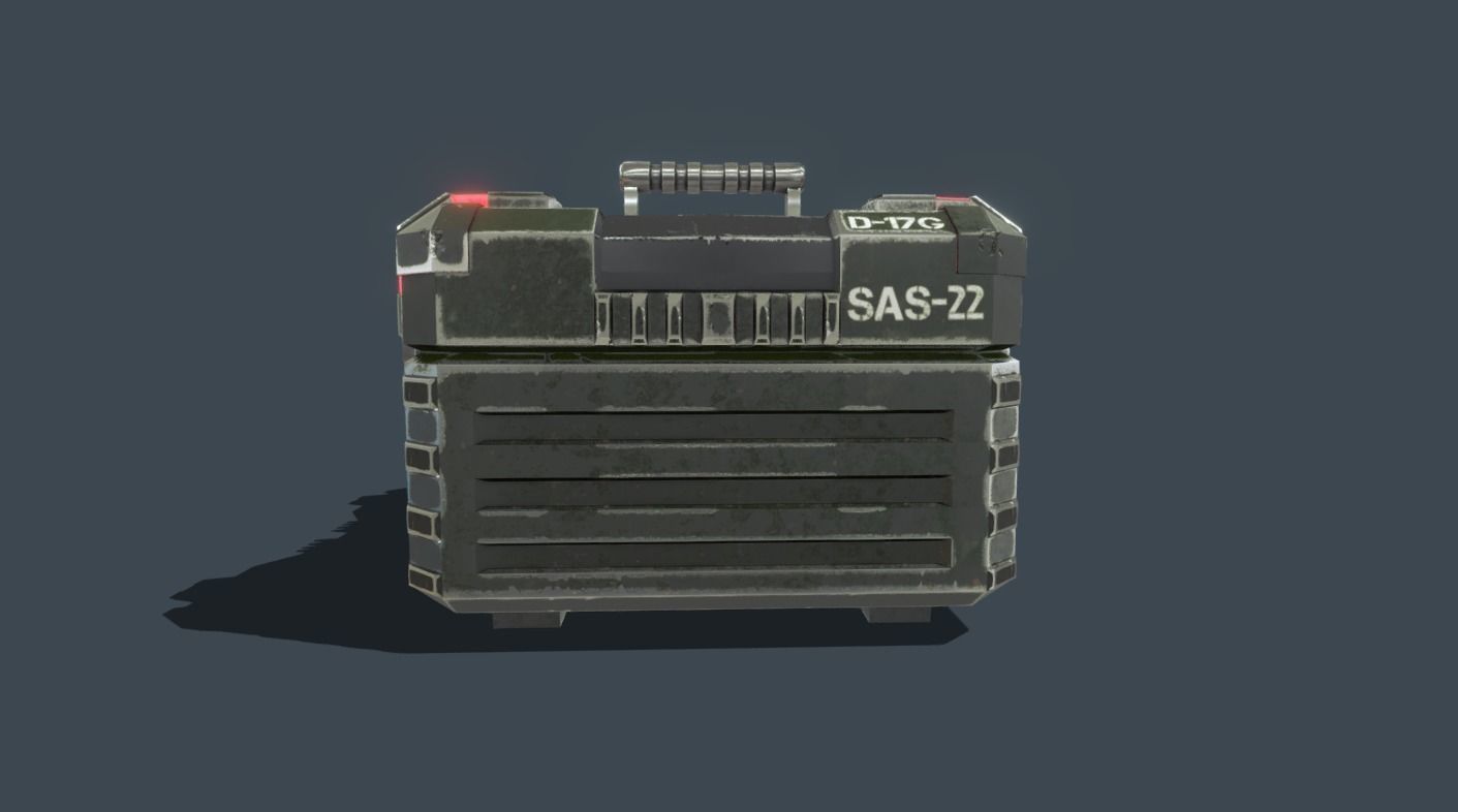 Textured Sci Fi military ammunition case with UVs 3D model_5