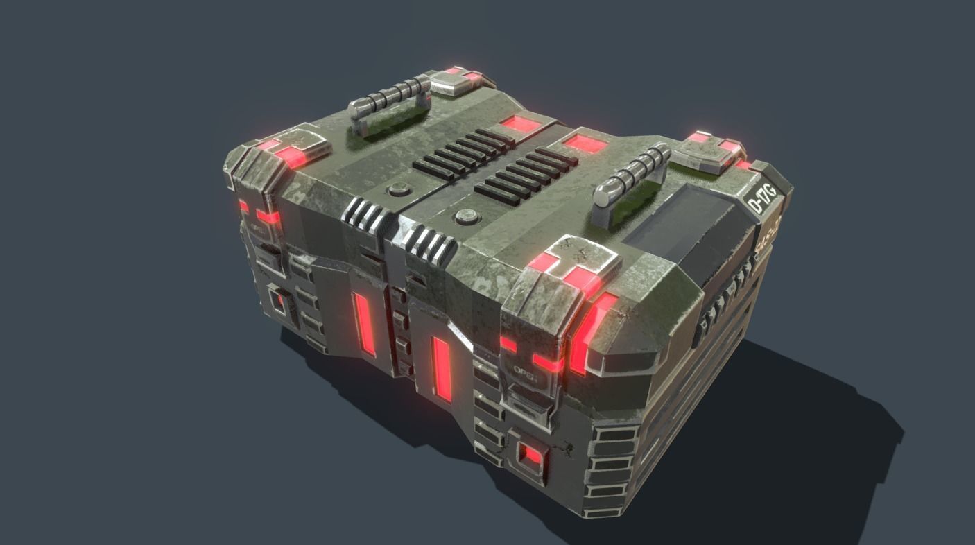 Textured Sci Fi military ammunition case with UVs 3D model_6