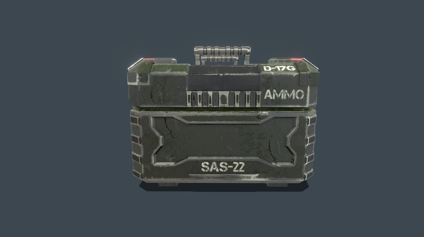 Textured Sci Fi military ammunition case with UVs 3D model_3