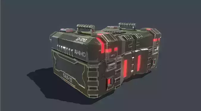 Textured Sci Fi military ammunition case with UVs 3D model